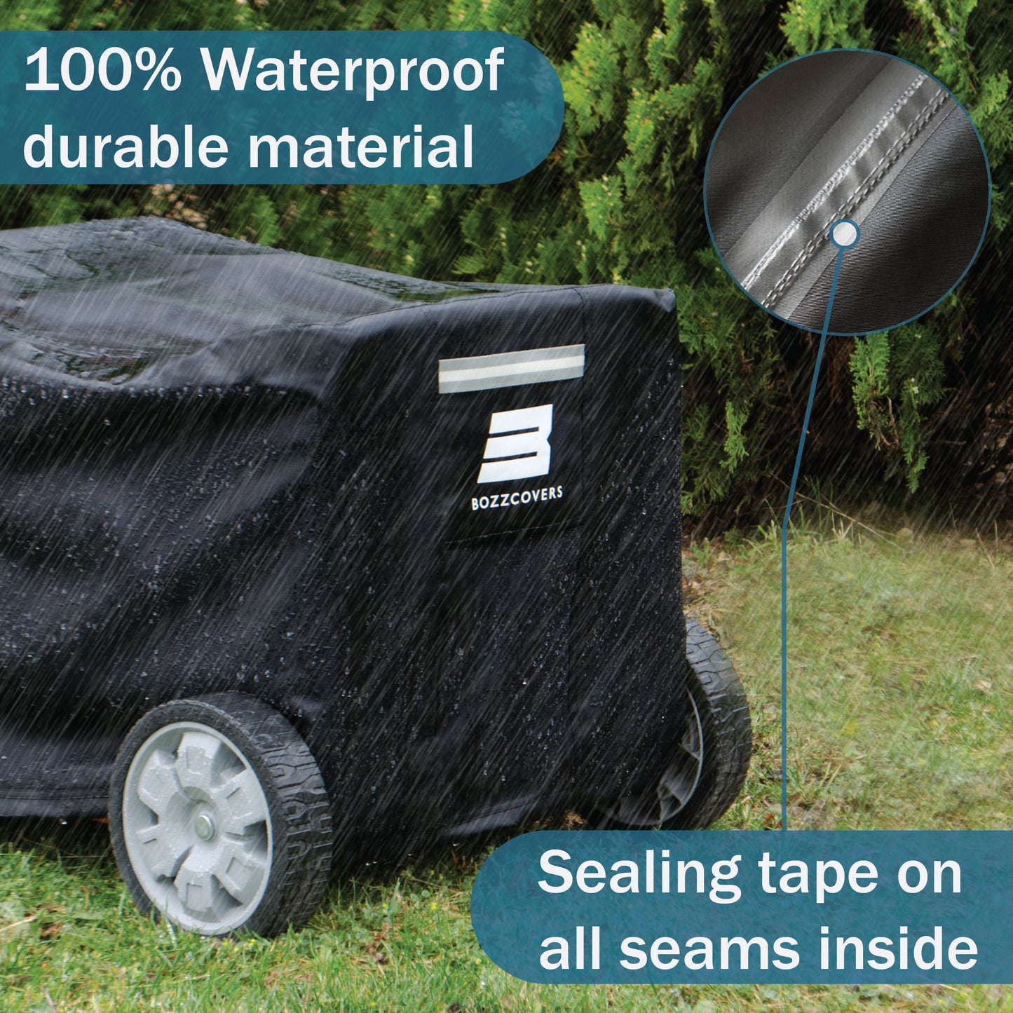 Waterproof Generator Cover 38L x 28D x 30H inch - 600D Heavy Duty, Weatherproof - Black