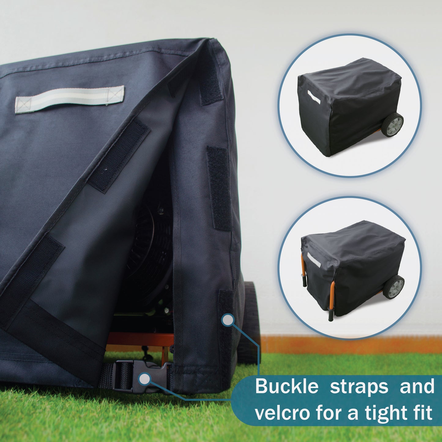 Waterproof Generator Cover 38L x 28D x 30H inch - 600D Heavy Duty, Weatherproof - Black