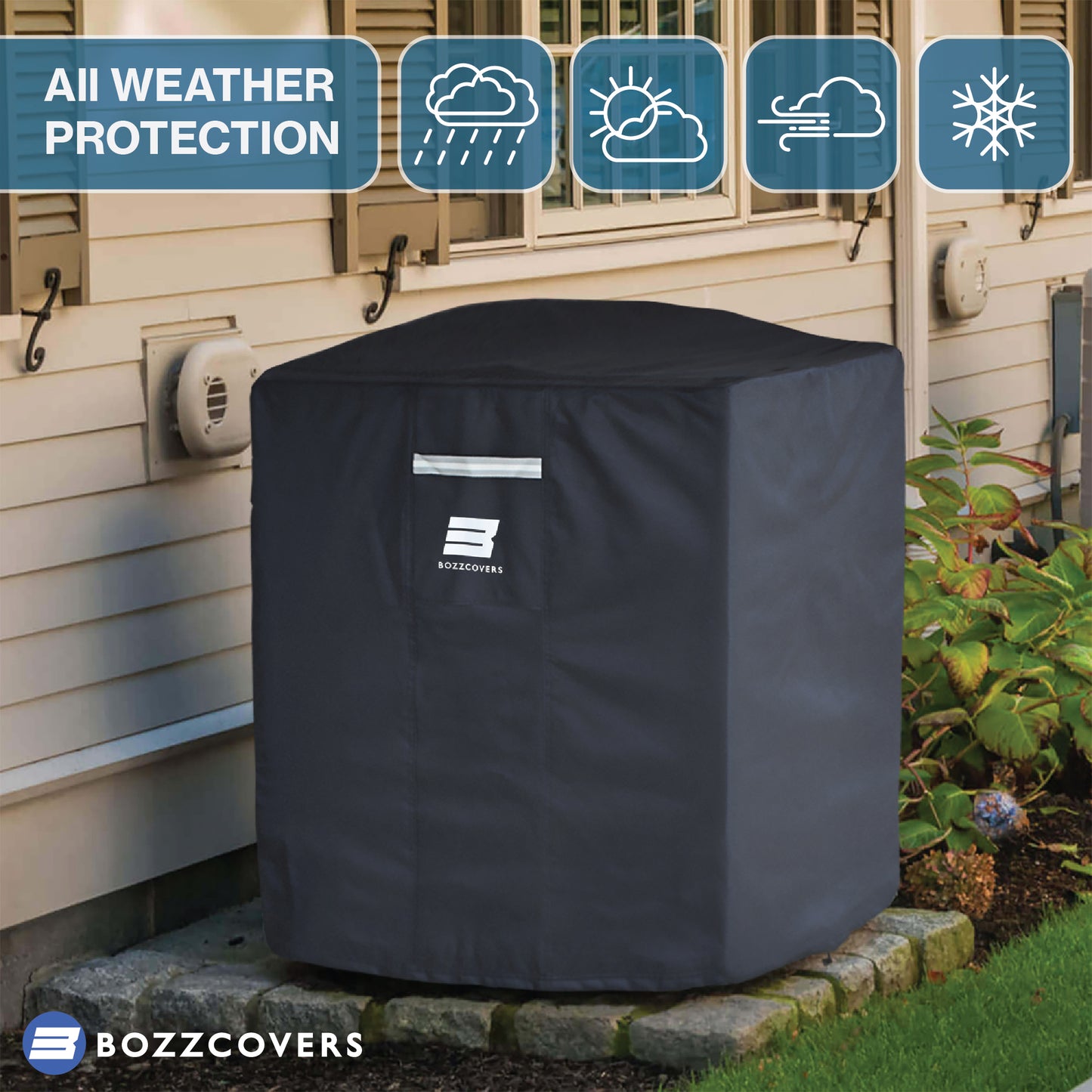 Air Conditioner Cover for Outside Units - Weatherproof, Waterproof AC Unit Condenser Cover - Black