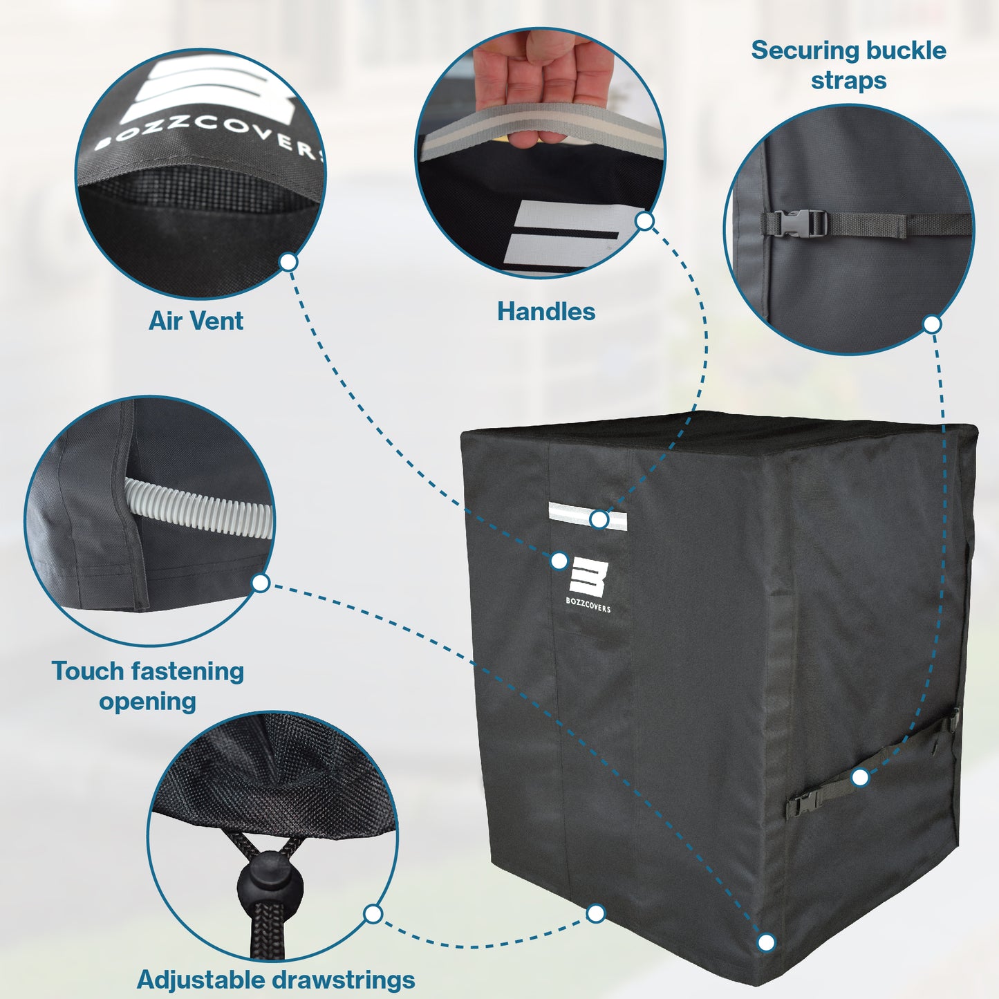 Air Conditioner Cover for Outside Units - Weatherproof, Waterproof AC Unit Condenser Cover - Black