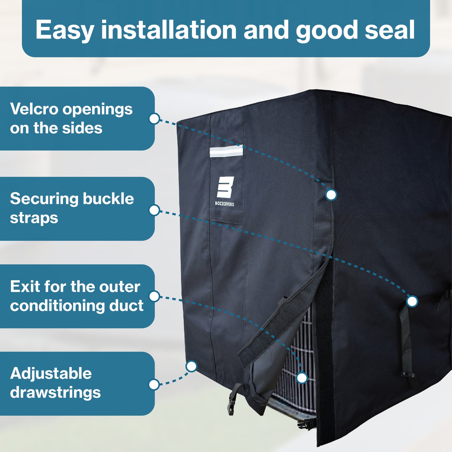 Air Conditioner Cover for Outside Units - Weatherproof, Waterproof AC Unit Condenser Cover - Black